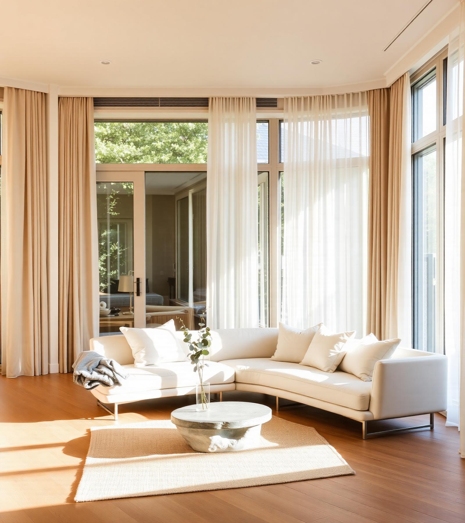 A sunlit, professionally maintained short-term rental interior